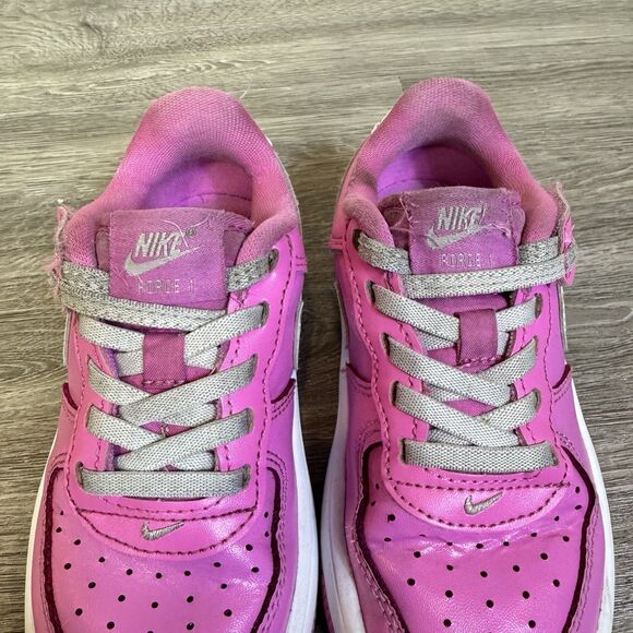 Nike Girls Air Force 1 Low Easy On Sneakers Shoes 10C Pink White Hook And Loop - Picture 7 of 10